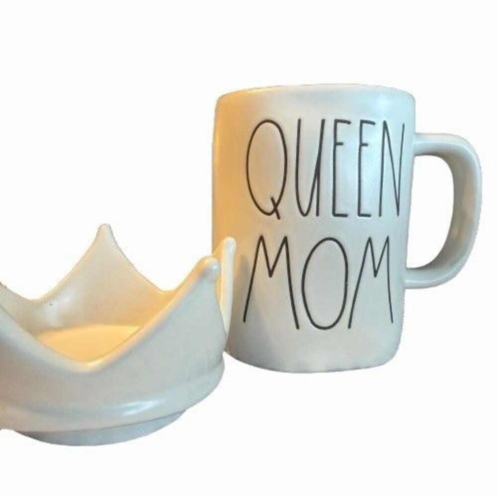 Rae Dunn QUEEN MOM Crown Mug White Ceramic Farmhouse Coffee Cup - Picture 6 of 10
